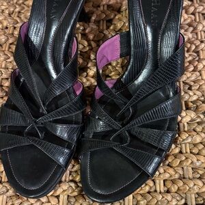 Cole Haan Black and Purple Strappy Heels